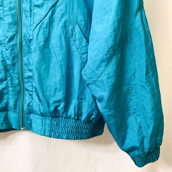 Santolina Sport SMALL Blue Nylon Jacket Full Zip Retro Embroidery Lightweight - Picture 4 of 12